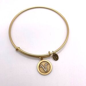 Chrysalis Gold Tone Expandable Bracelet with Letter V Charm